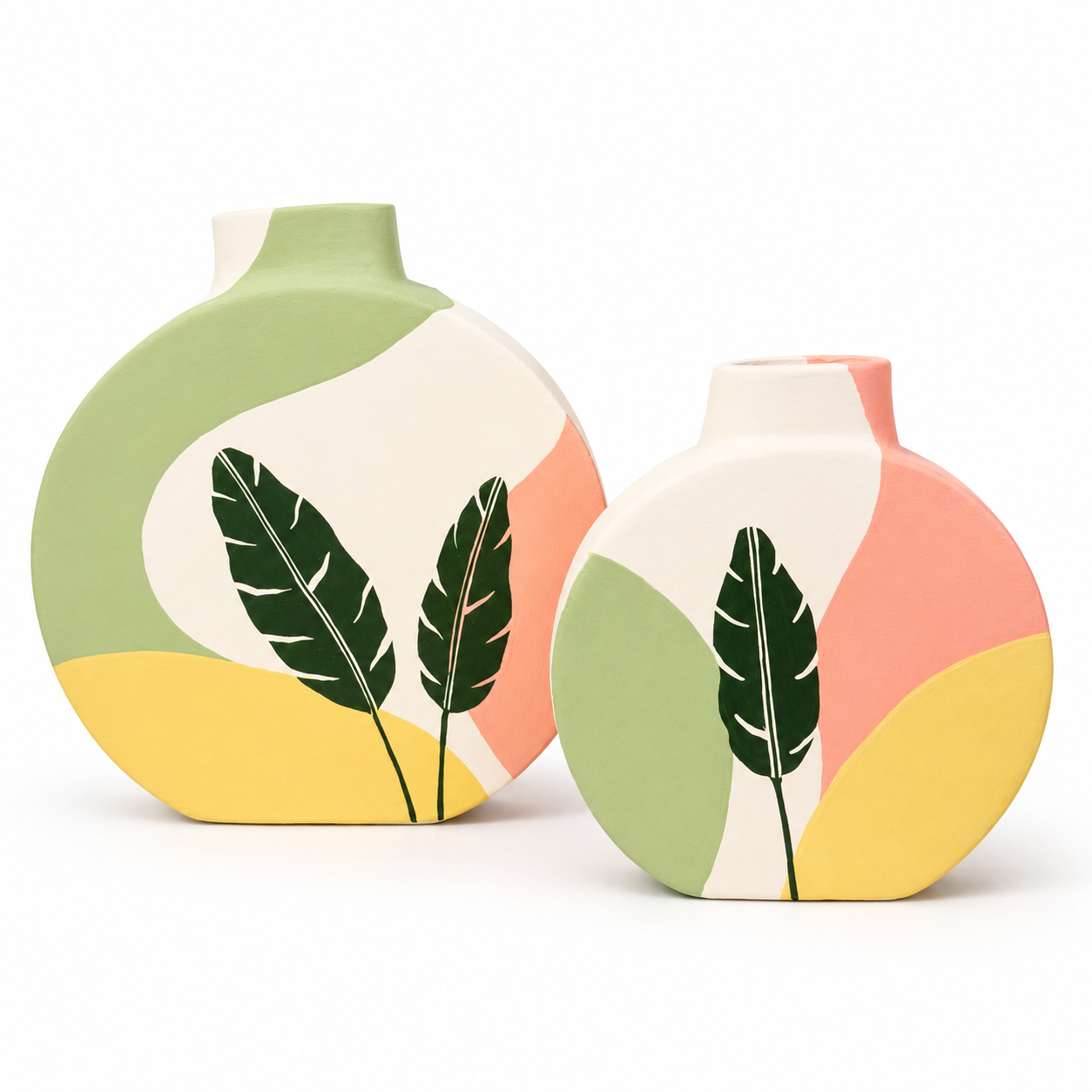 Artysta 'Modern Art' Hand-Painted Terracotta Vases Combo (Set of 2)