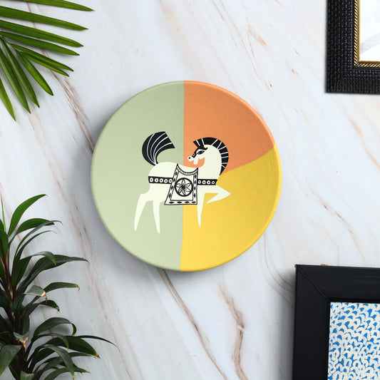 'Majestic Horse' Handpainted Terracotta Decorative Wall Plate, 9 Inch