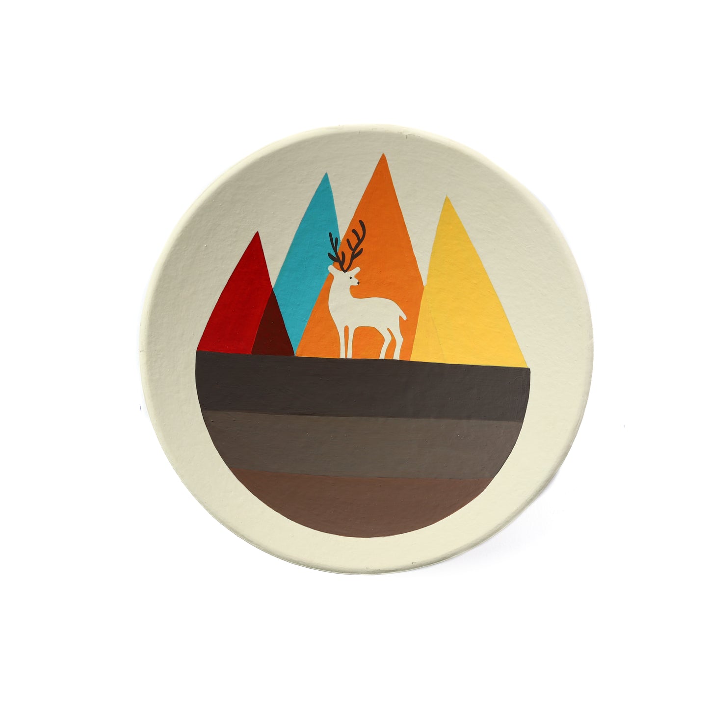 'Vibrant Mountain' Handpainted Terracotta Decorative Wall Plate, 9 Inch