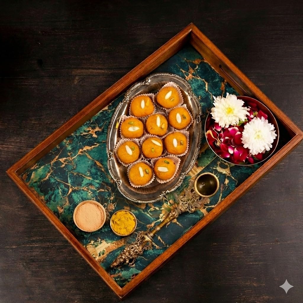 Wooden Serving Tray for Breakfast with Handle