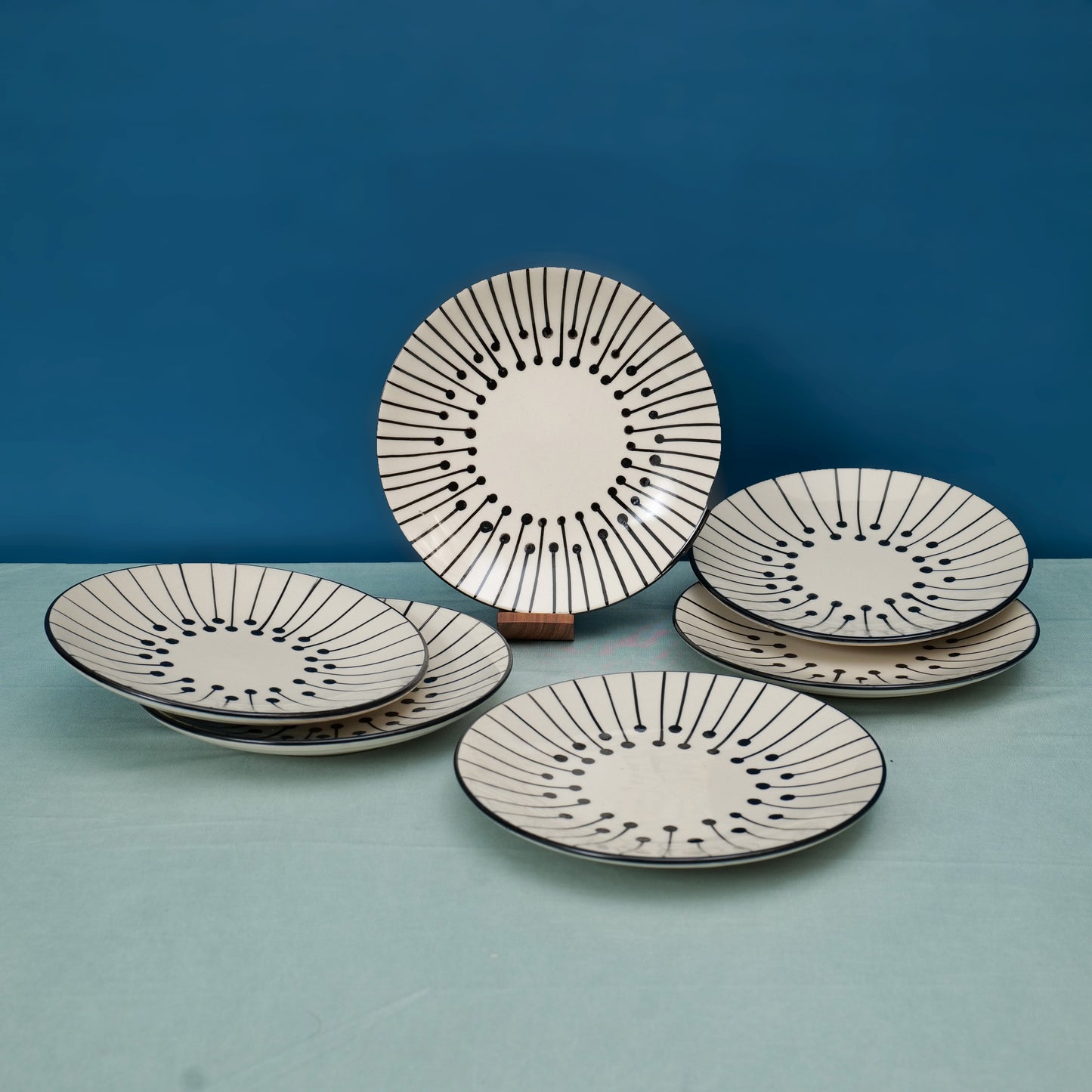 'Dripping Lines' Ceramic Side & Quarter Plates, Set of 6 (7 Inch)