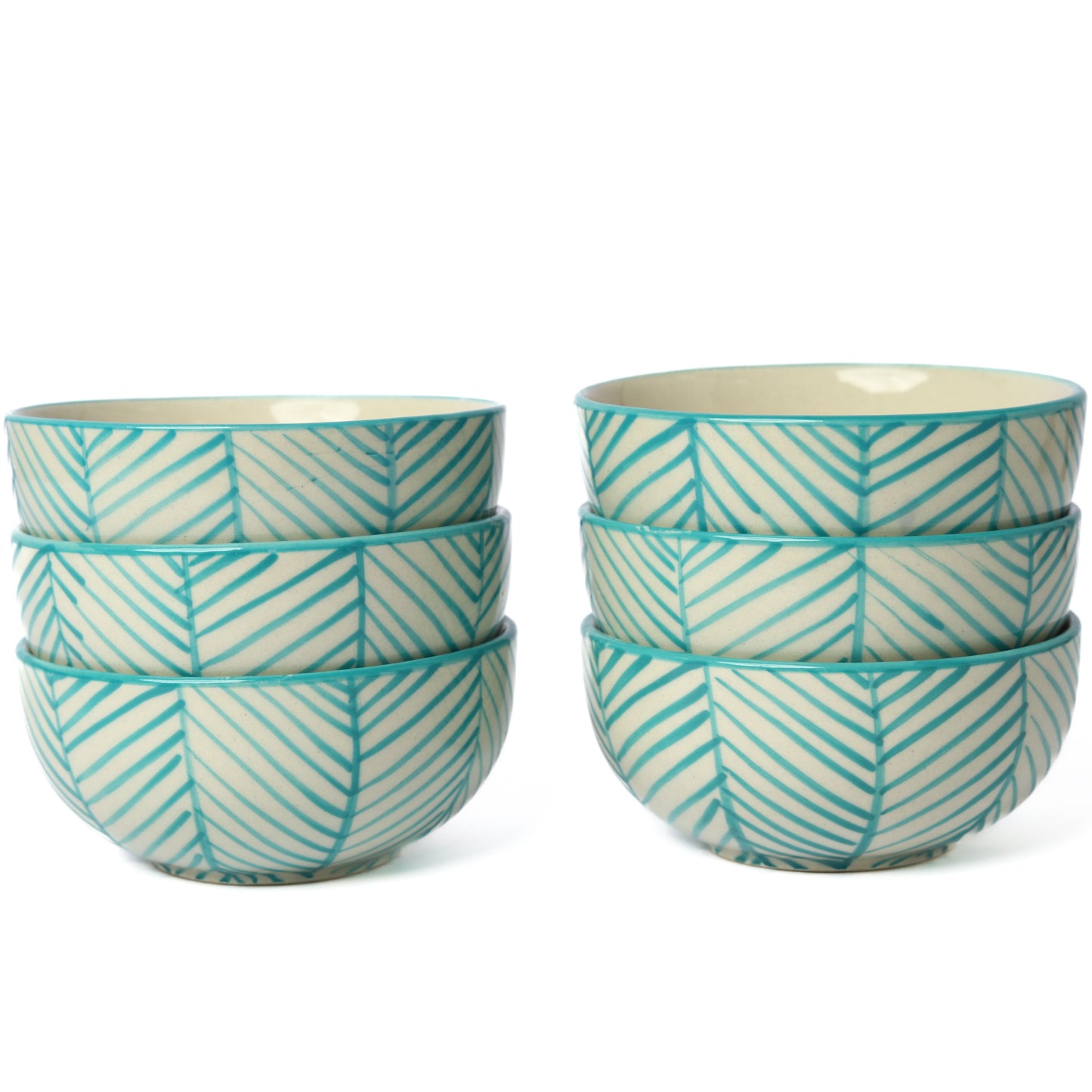 'Green Stripe' Ceramic Dinner Set of 18 Pieces