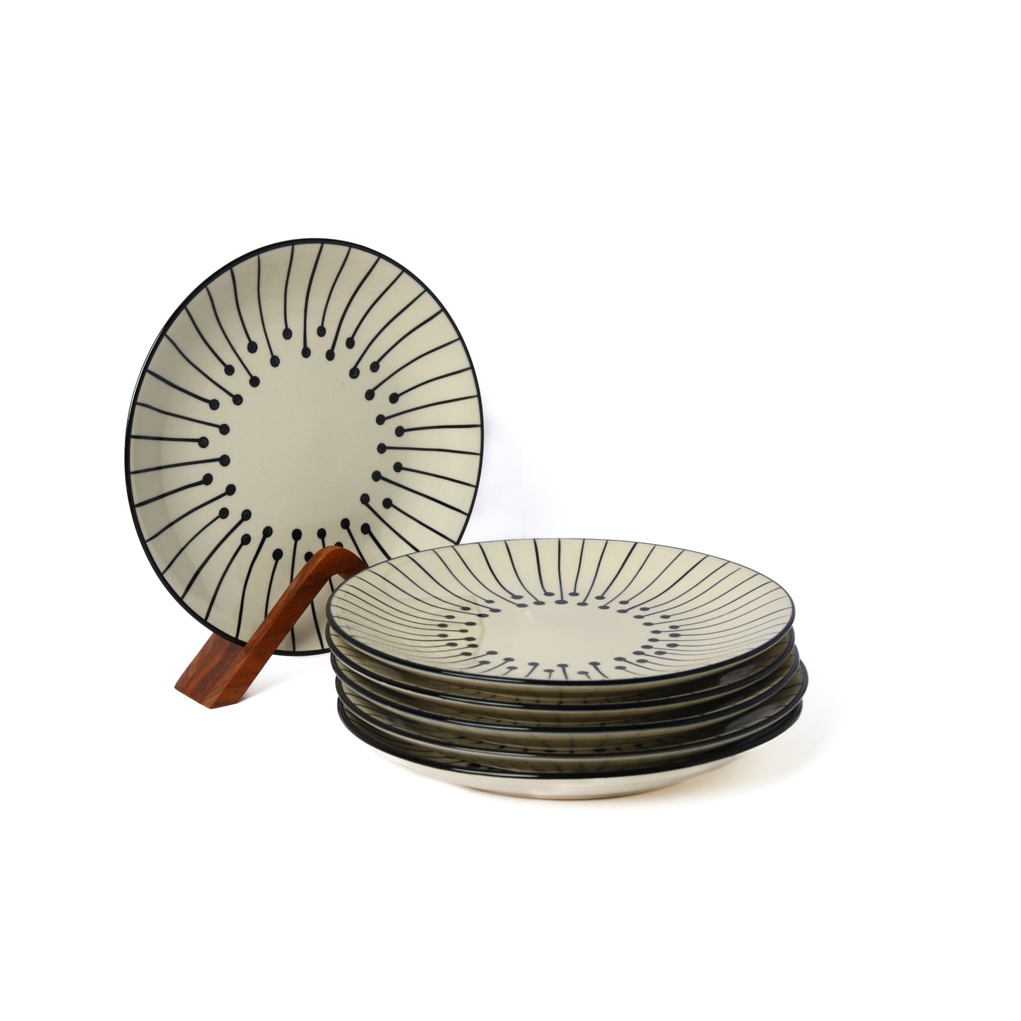 'Dripping Lines' Ceramic Side & Quarter Plates, Set of 6 (7 Inch)