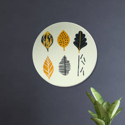 'Falling Leaves' Handpainted Terracotta Decorative Wall Plate, 9 Inch