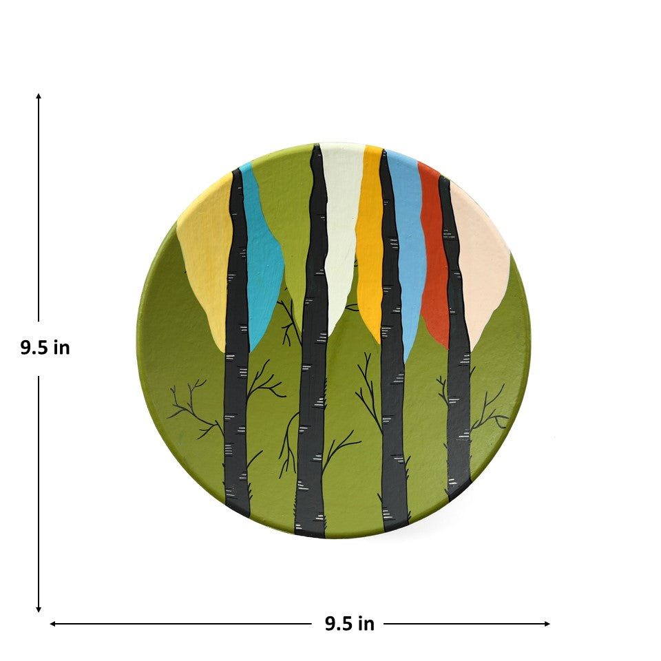 'Nature's Vibe' Handpainted Terracotta Decorative Wall Plate, Set of 3 (9 Inch)