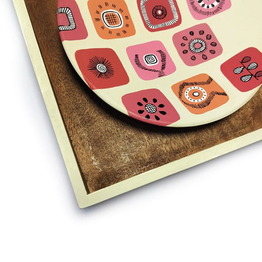 Artysta 'Pink Warli Square' Handmade Wooden Wall Frame