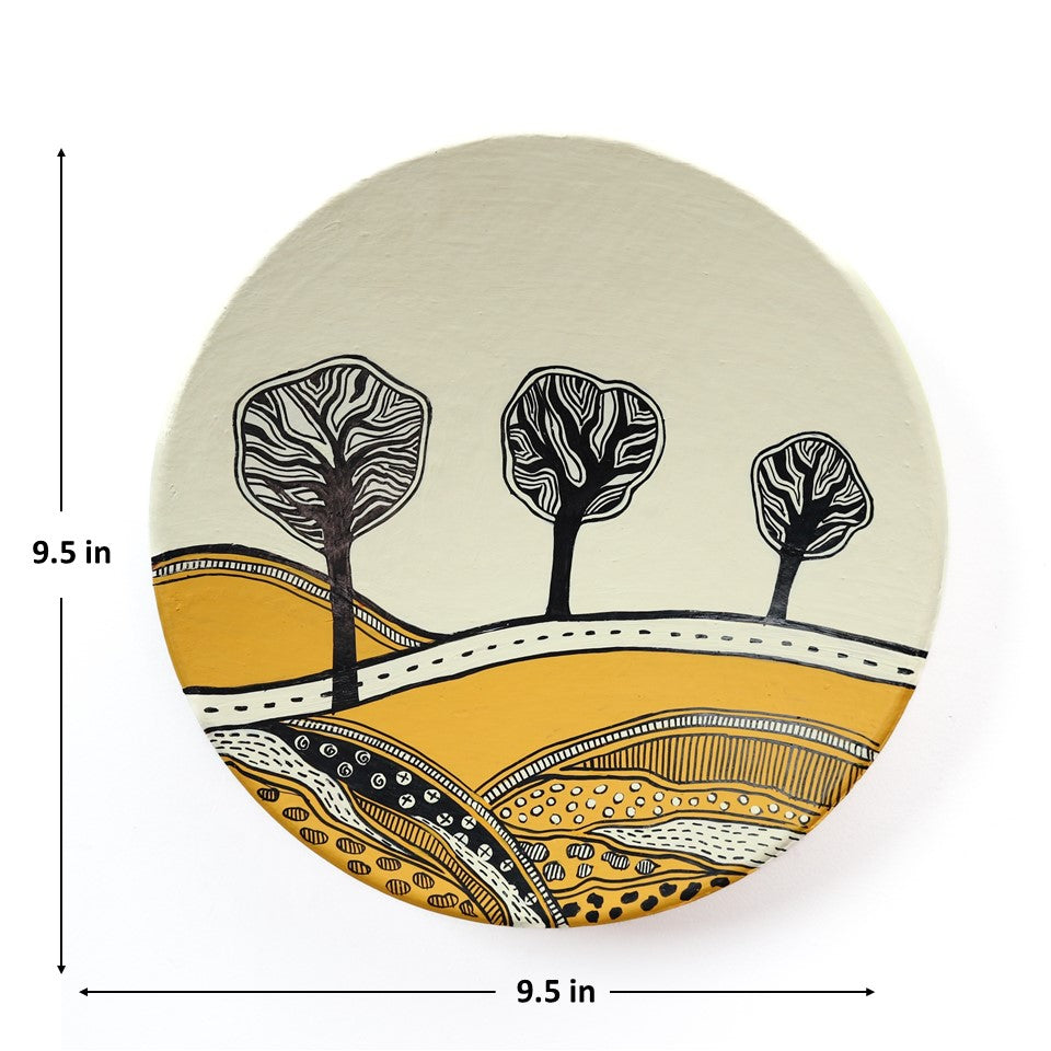 Handpainted Terracotta Decorative Wall Plate, Set of 4 (9 Inch)