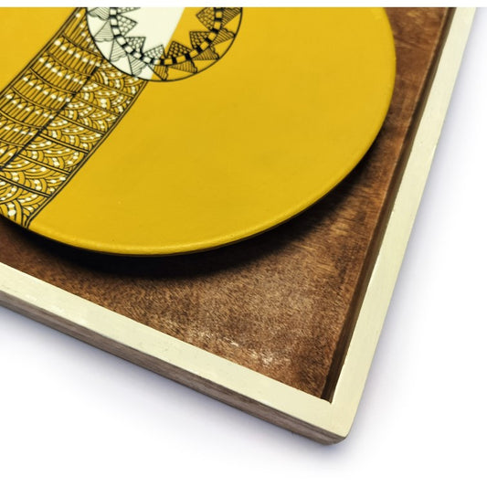 Artysta 'Mustard Tribe' Handmade Wooden Wall Frame (Off White Border)