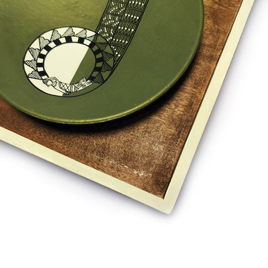 Artysta 'Green Tribe' Handmade Wooden Wall Frame (Off White Border)