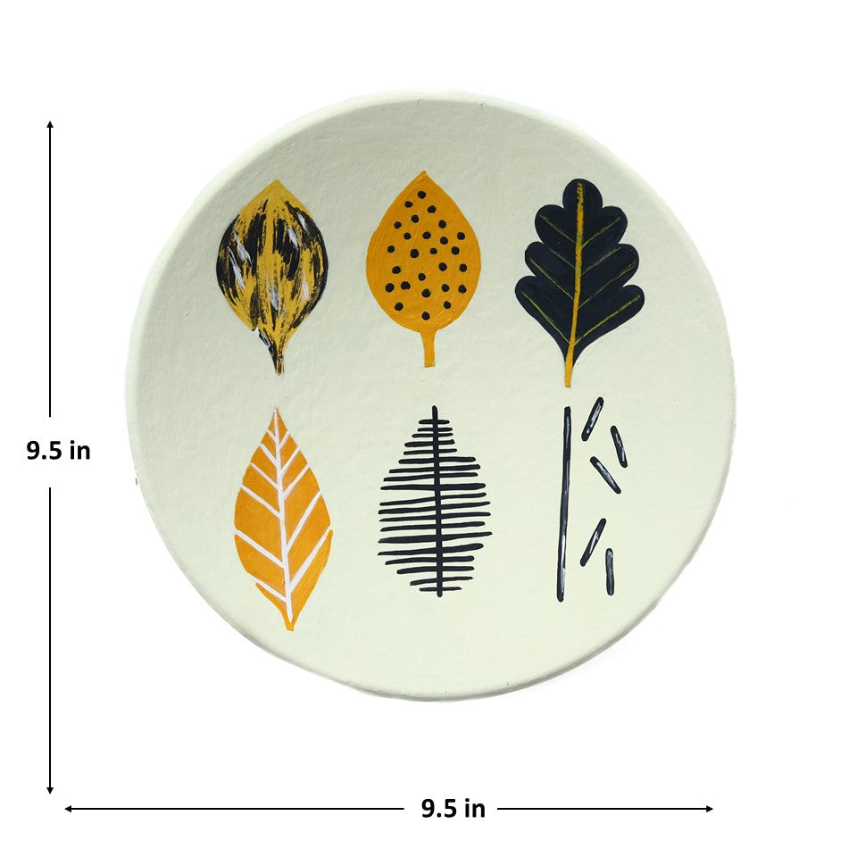'Mustard Magic' Handpainted Terracotta Decorative Wall Plate, Set of 3 (9 Inch)