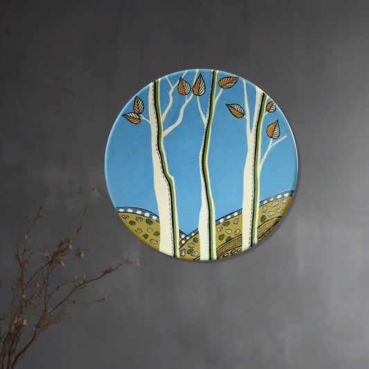 'Nature's Vibe' Handpainted Terracotta Decorative Wall Plate, 9 Inch