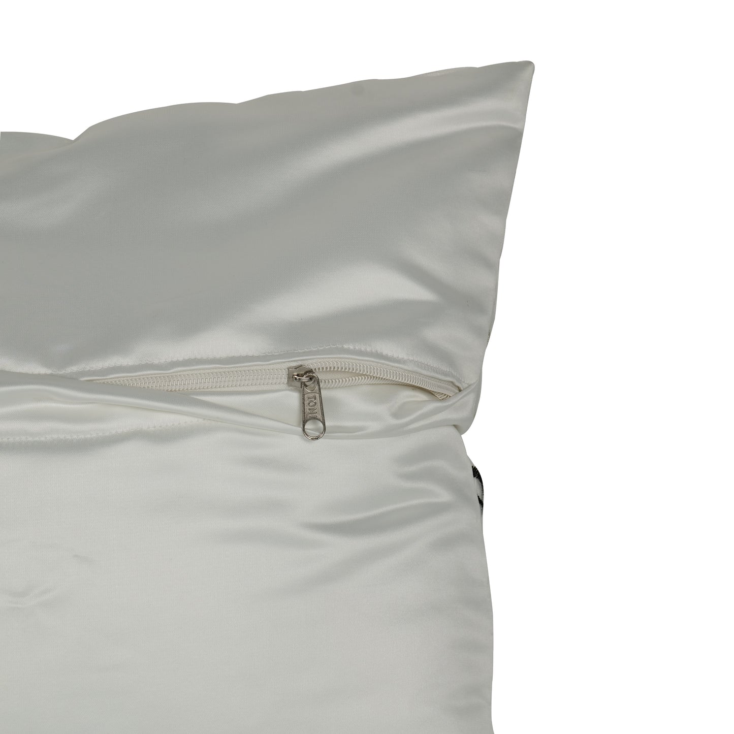 'Midnight Branches' White Cushion Covers In Organza Tissue With Thread Work (16 x 16 Inch)