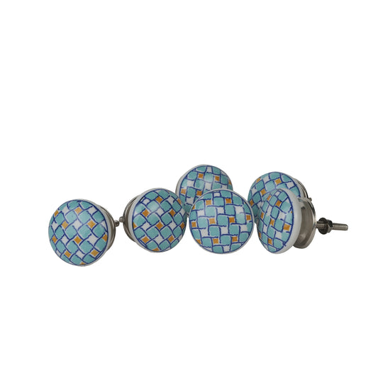 Blue Mosaic Hand-painted Ceramic Door Knobs