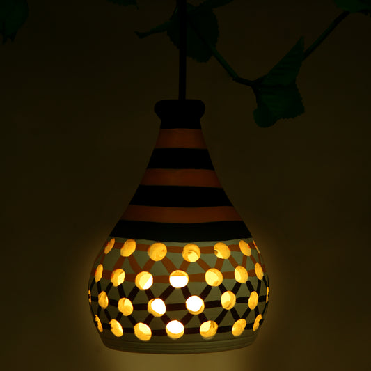 'Honey Comb' Terracotta Hand-Painted Hanging Lamp