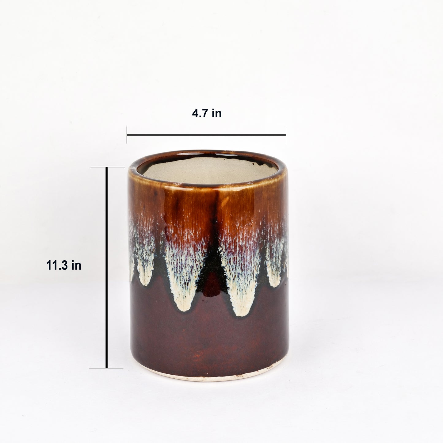 'Chocolate Honey Drips' Studio Pottery Ceramic Planter - artystagallery