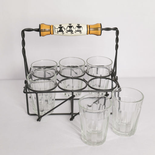 'Warli' Cutting Chai Glasses With Stand - artystagallery
