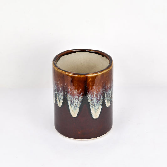 'Chocolate Honey Drips' Studio Pottery Ceramic Planter - artystagallery