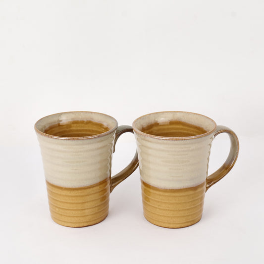 'Ridged' Studio Pottery Ceramic Coffee Mugs (Set of 2) - artystagallery
