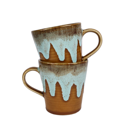 'Sienna Honey Drips' Ceramic Studio Pottery Milk & Coffee Mugs (Set of 2) - artystagallery