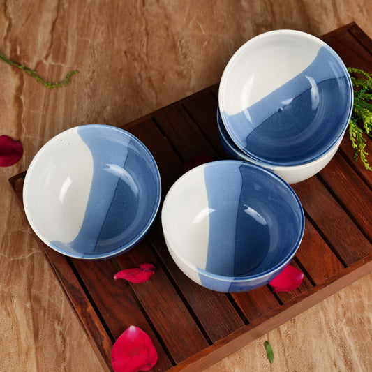 Artysta 'Treble Blue' Ceramic Studio Pottery Dining Bowls/ Katoris (Set of 4) - artystagallery