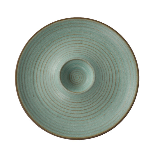 Artysta 'Spiral Chills' Ceramic Studio Pottery Chip-N-Dip Serving Platter - artystagallery