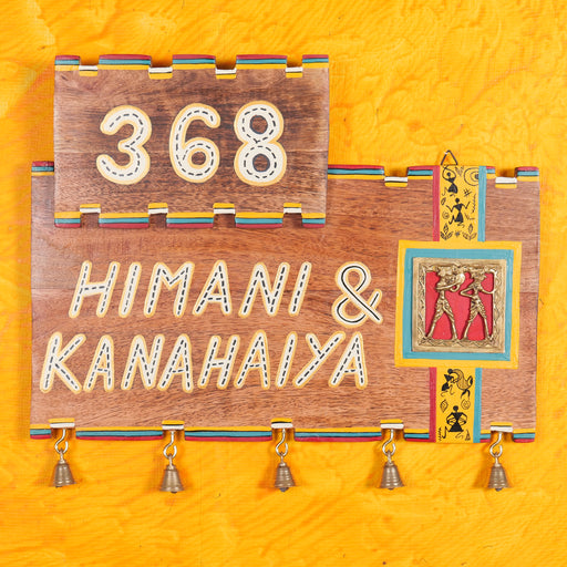 'Warli Dancing' Wooden Customized Name Plate