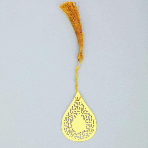 Dew Drop Jaali Golden Brass Metal Bookmark with Golden Tassel - artystagallery