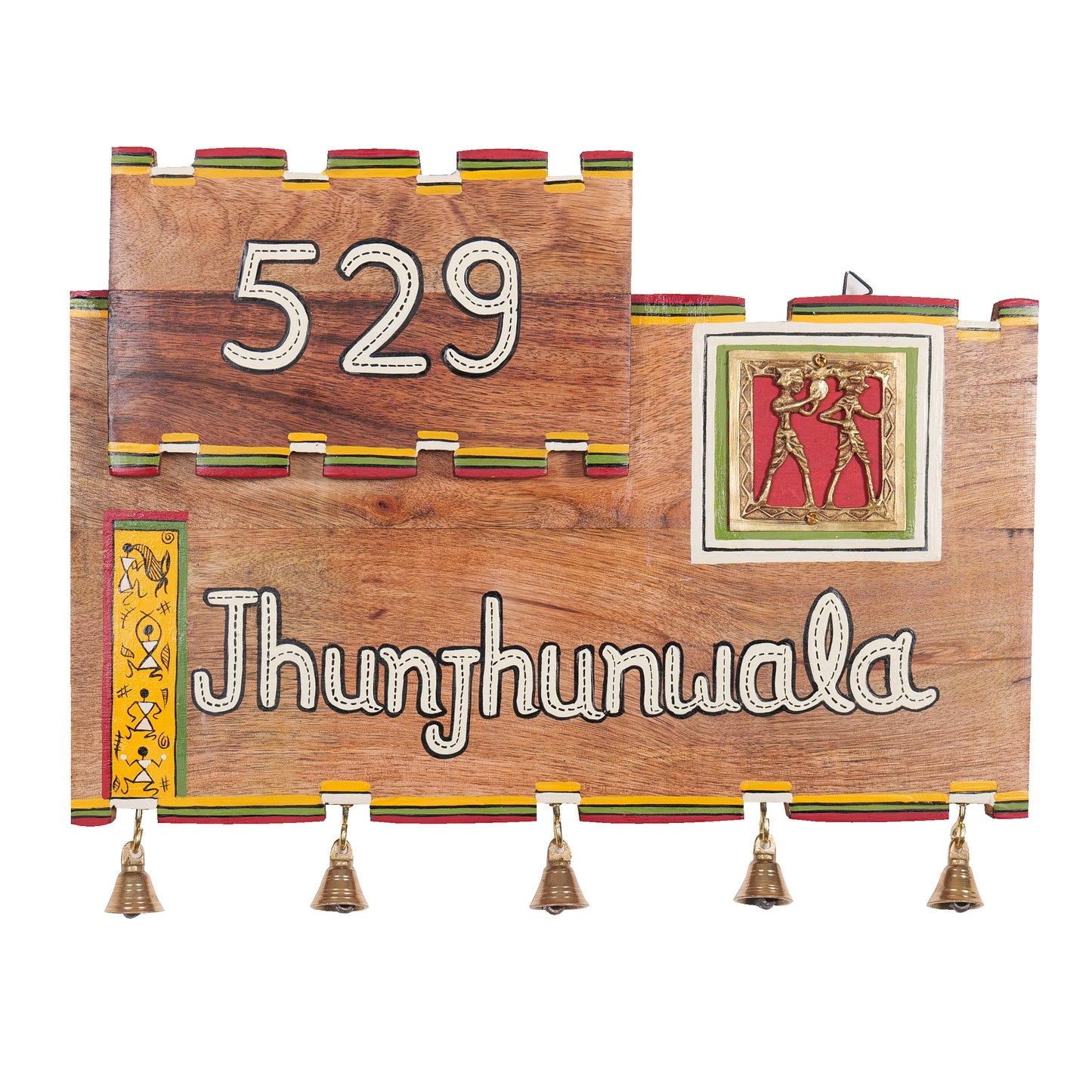 'Warli Pillar' Wooden Customized Decorative Name plate