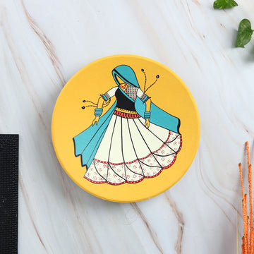 'Folk Dance' Handpainted Terracotta Decorative Wall Plate, 9 Inch