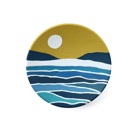 'Sea Side' Handpainted Terracotta Decorative Wall Plate, 9 Inch