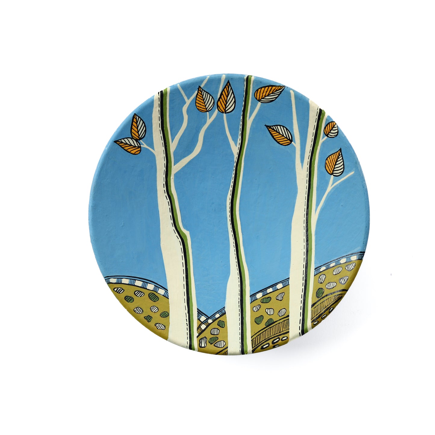'Nature's Vibe' Handpainted Terracotta Decorative Wall Plate, 9. 5 Inch