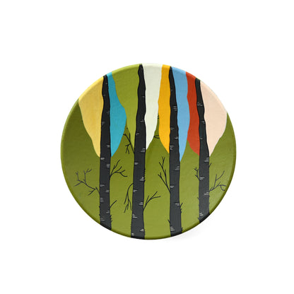 'Vibrant Tress' Handpainted Terracotta Decorative Wall Plate, 9 Inch