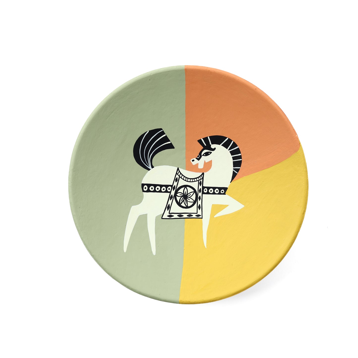 'Majestic Horses' Hand-Painted Terracotta Decorative Wall Plate, Set of 2 (9.5 Inch)