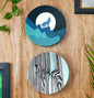 'Nature's Blues' Handpainted Terracotta Decorative Wall Plate, Set of 2 (9 Inch)