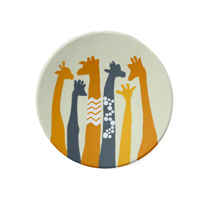 'Herd of Giraffe' Hand-Painted Terracotta Decorative Wall Plate, 9 Inch