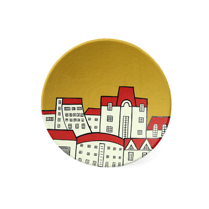 'Old City' Hand-Painted Terracotta Decorative Wall Plate, 9 Inch