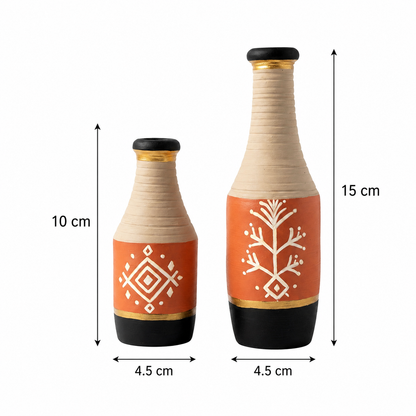 Artysta 'Indian Art' Small Hand-Painted Terracotta Dry Flowers Pots (Set of 2)