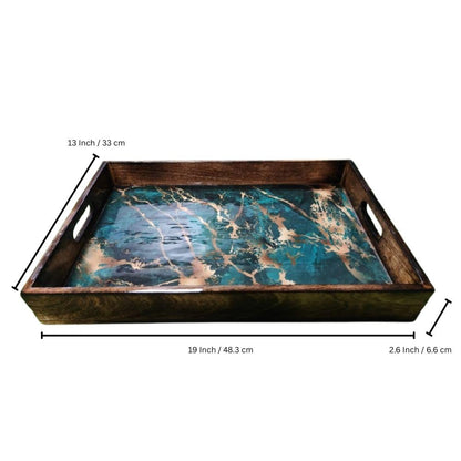 Wooden Serving Tray for Breakfast with Handle
