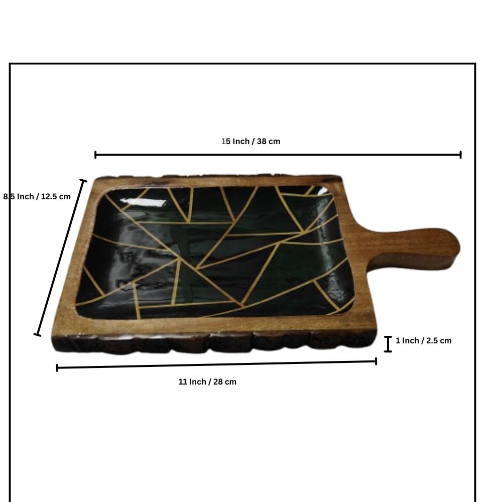 Wooden Resin Coated Platter with Handle