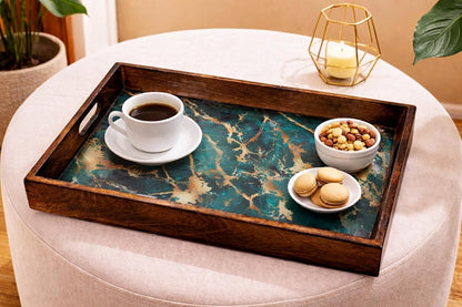 Wooden Serving Tray for Breakfast with Handle