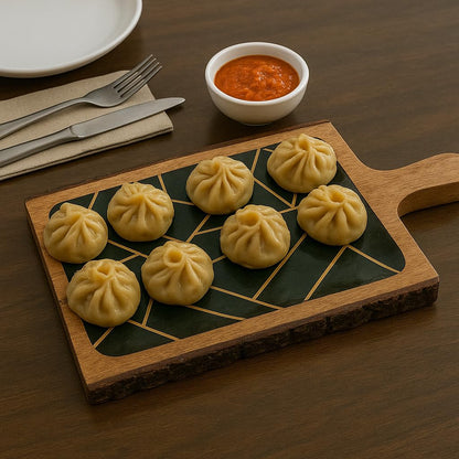 Wooden Resin Coated Platter with Handle