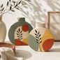 Artysta 'Green Boho Art' Hand-Painted Terracotta Vases Combo (Set of 2)