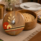 Artysta Handpainted Wooden Chapati Box with Lid (Mango Wood, 8 inch, 1080 ml)