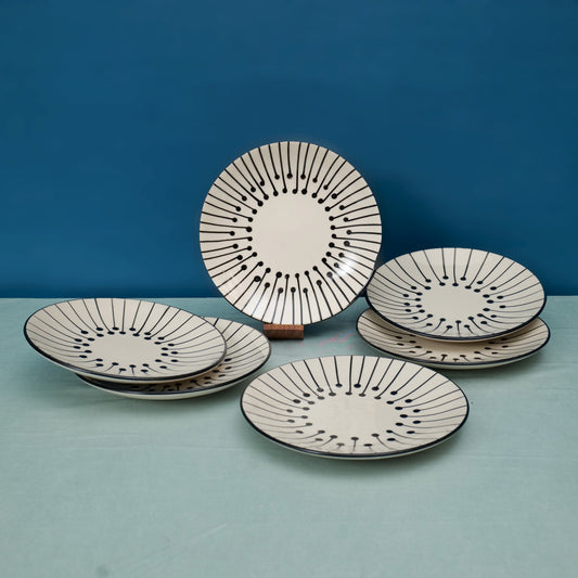 'Dripping Lines' Ceramic Side & Quarter Plates, Set of 6 (7 Inch)