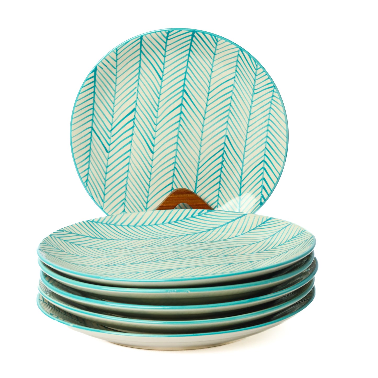 'Green Stripe' Ceramic Dinner Set of 18 Pieces