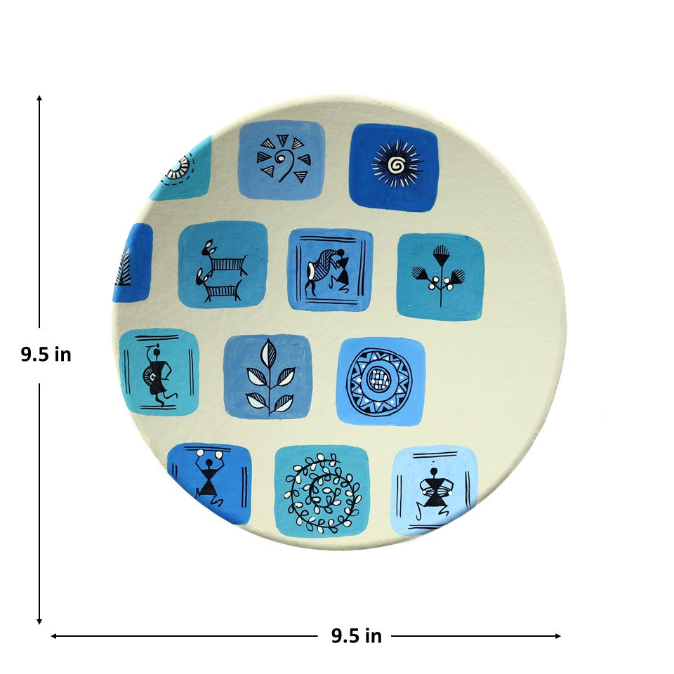 'Art Harmony' Handpainted Terracotta Decorative Wall Plate, Set of 3 (9.5 Inch)