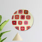 'Warli Square' Pink Handpainted Terracotta Decorative Wall Plate, 9 Inch