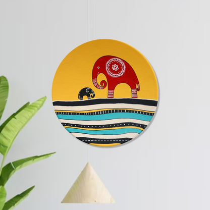 'Mother's Love' Yellow Handpainted Terracotta Decorative Wall Plate, 9 Inch
