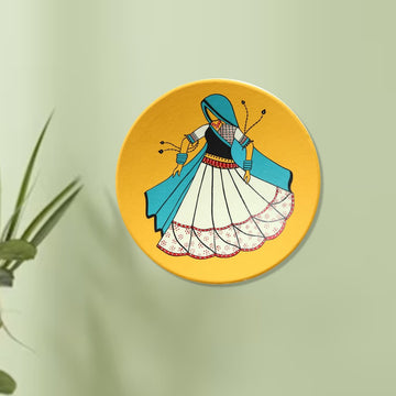 'Folk Dance' Handpainted Terracotta Decorative Wall Plate, 9 Inch