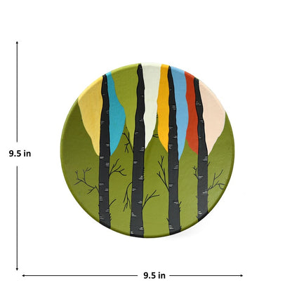 'Vibrant Tress' Handpainted Terracotta Decorative Wall Plate, 9 Inch